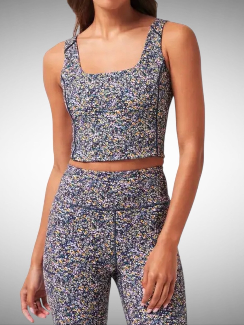 Travis Mathew Floral Print Navy Cropped Tank & Leggings Set